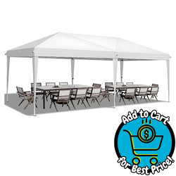 VINGLI 10 x 20FT Pop Up Canopy Tent with Carry Bag/Portable Instant Gazebo Party Tent for Outdoor Events Party Wedding White