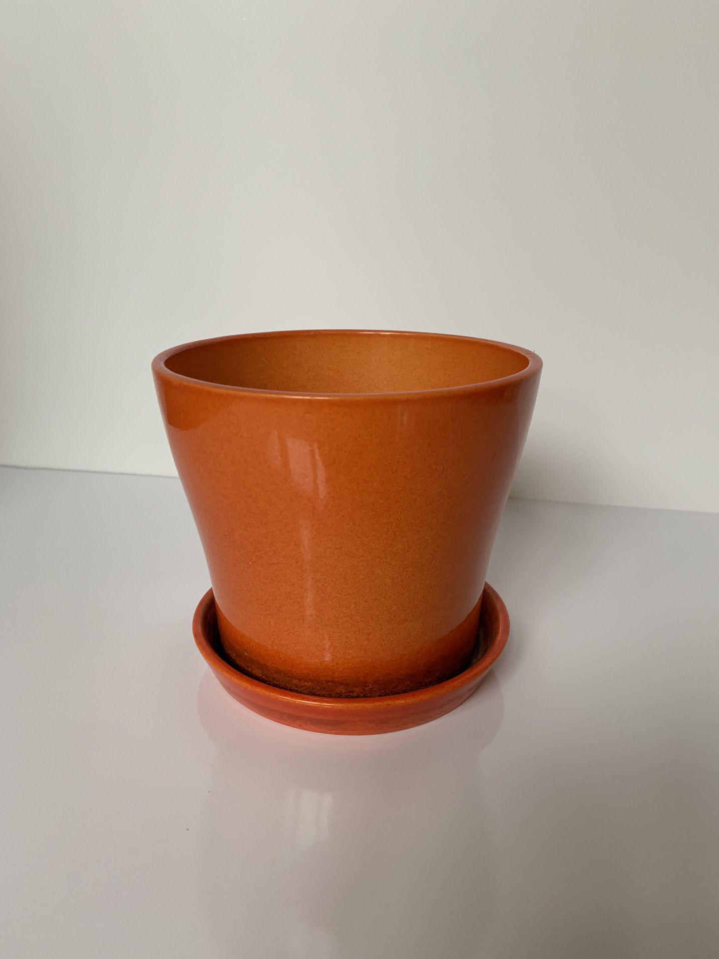 • vintage orange ceramic pot planter • reserved