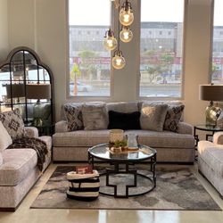 Mercado Pewter Living Room Set SOFA and Loveseat