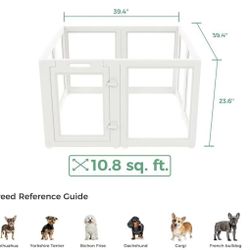 🥨Acrylic Indoor Dog Playpen for Puppies and Small Dogs, 24 Inch, 8 Panels, White,