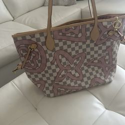 Louis Vuitton Neverfull Damier Azur TahitienneRose Gm for Sale in