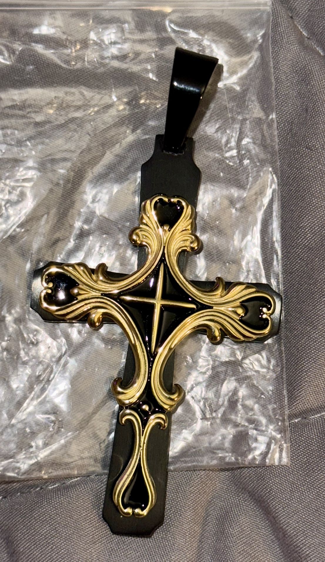 SPICYICE Brand - Black & Gold Cross - Charm For Necklace/Chain
