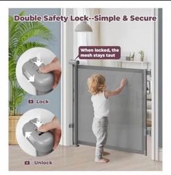 55" Wide Mesh Retractable Baby Gate