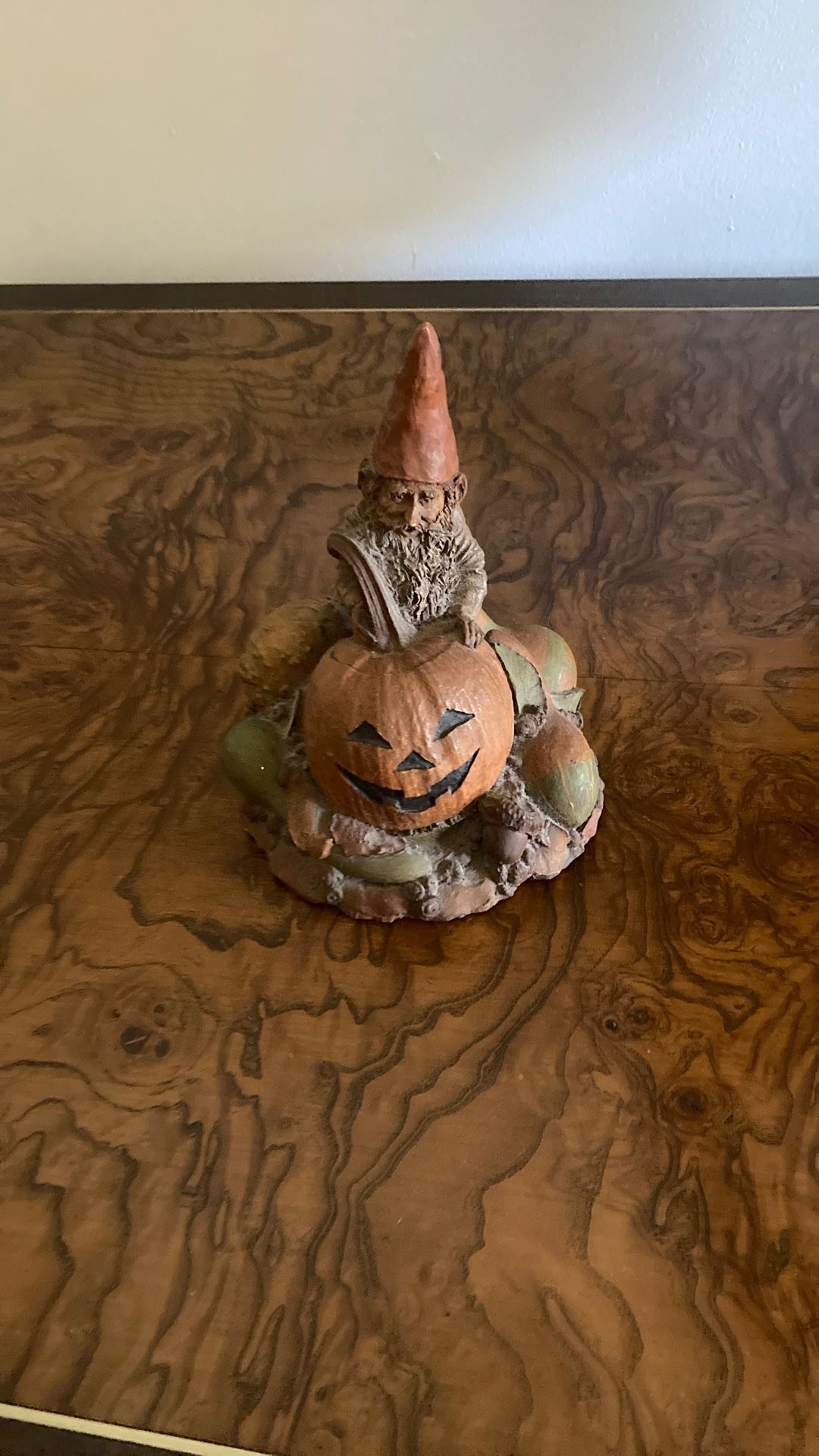 Tom Clark (signed) Gnome & Pumpkin Sculpture