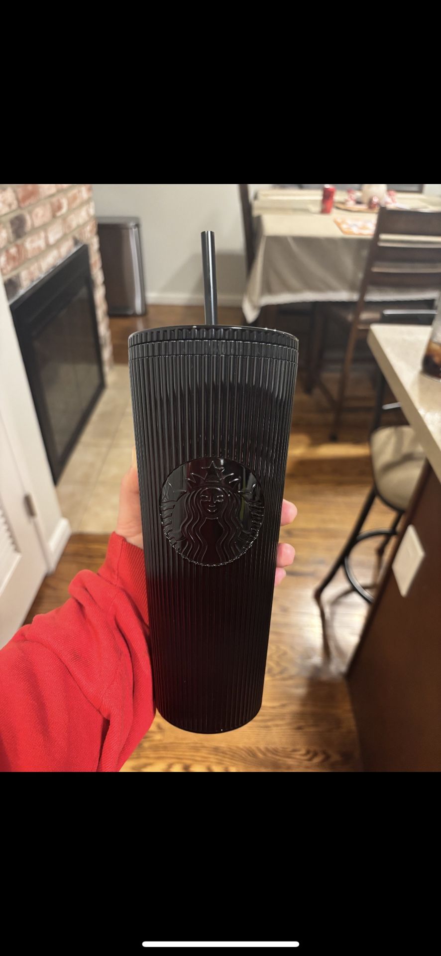 Starbucks Black Pleated Metallic Double Core Tumbler 2024 Venti Cold NEW