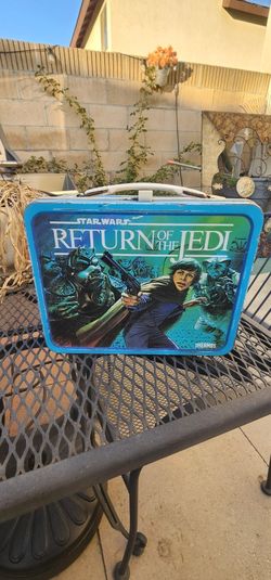 Vtg 1983 Star Wars Return Of The Jedi Thermos Tin Lunchbox With Thermos 