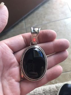 Black Onyx And Sterling 925 New Pendant 