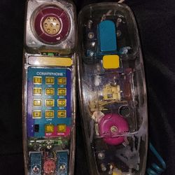 Interesting Vintage Conairphone Trimline Telephone. Clear See Through Neon, Desk, Wall  80's, 90's. Landline, Discolored on the base bottom and missin