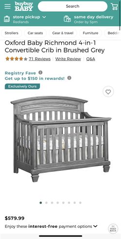 Buy Buy Baby Oxford Baby Richmond Crib In Gray for Sale in Colton