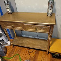 Table room and multi purpose , two drawer gold