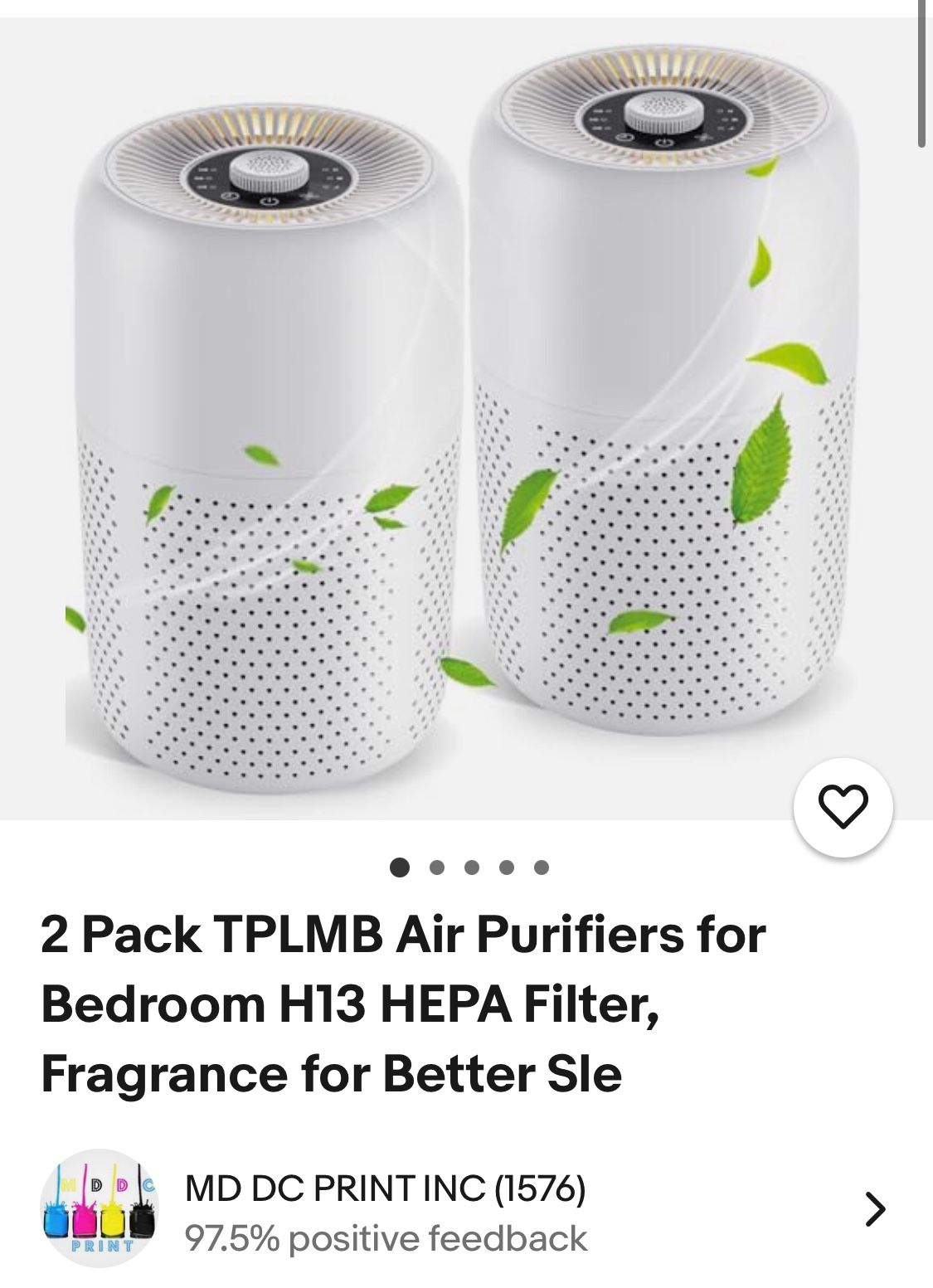 Tpmlb New 2 Pack White Air Purifiers