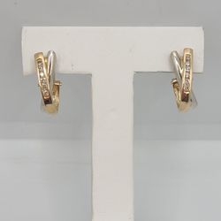 14k Yellow And White Gold Diamond Earrings