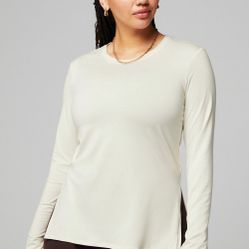 Fabletics Dry-Flex Long Sleeve Tunic - Cream Froth - XL (12/14)