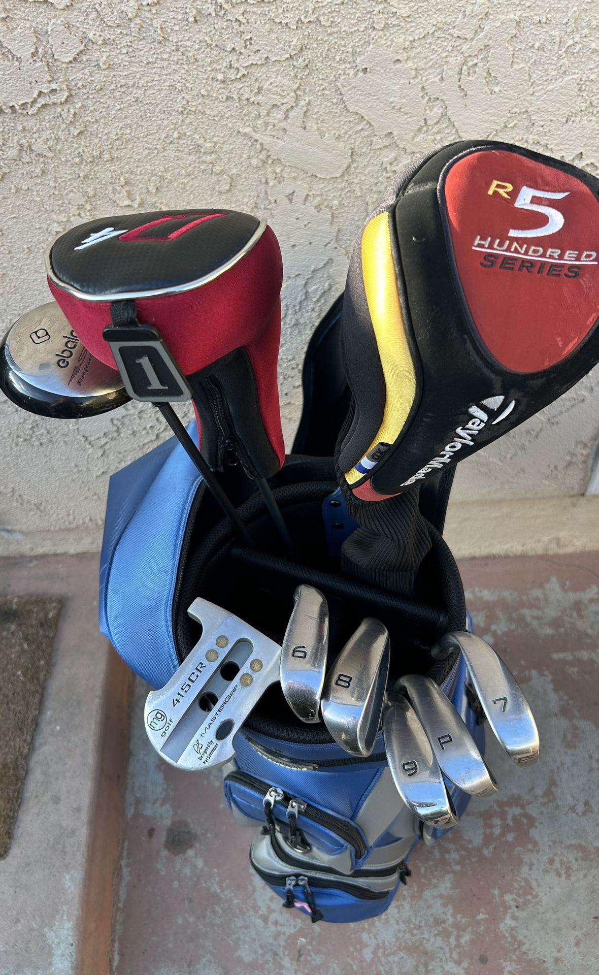 Golf Set Taylor Made R5 Driver Golden Bear Irons Adam’s Golf Bag- Complete