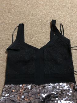 Black and silver sequin . Bebe brand dress
