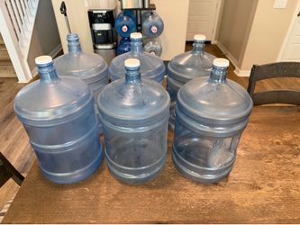 6 , 5 gallon water jugs
