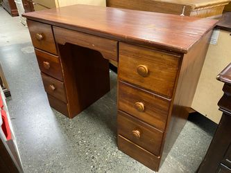 Wooden 7 Drawer Desk w/ Circle & Diamond handles