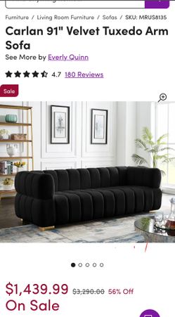 Velvet Tuxedo Arm Sofa and Accent Chair