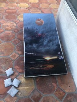 Nice 👍🏼 Corn hole set with 8 beanbags. Solid wood, each about 4’x2’. Set=$69 Cash firm Meet HB,OC