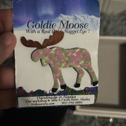 Golden Moose With Real Gold Nugget Eye 