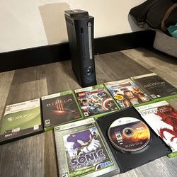 XBOX 360 WITH (8 GAMES BUNDLE) PLUS 1 CONTROLLER)