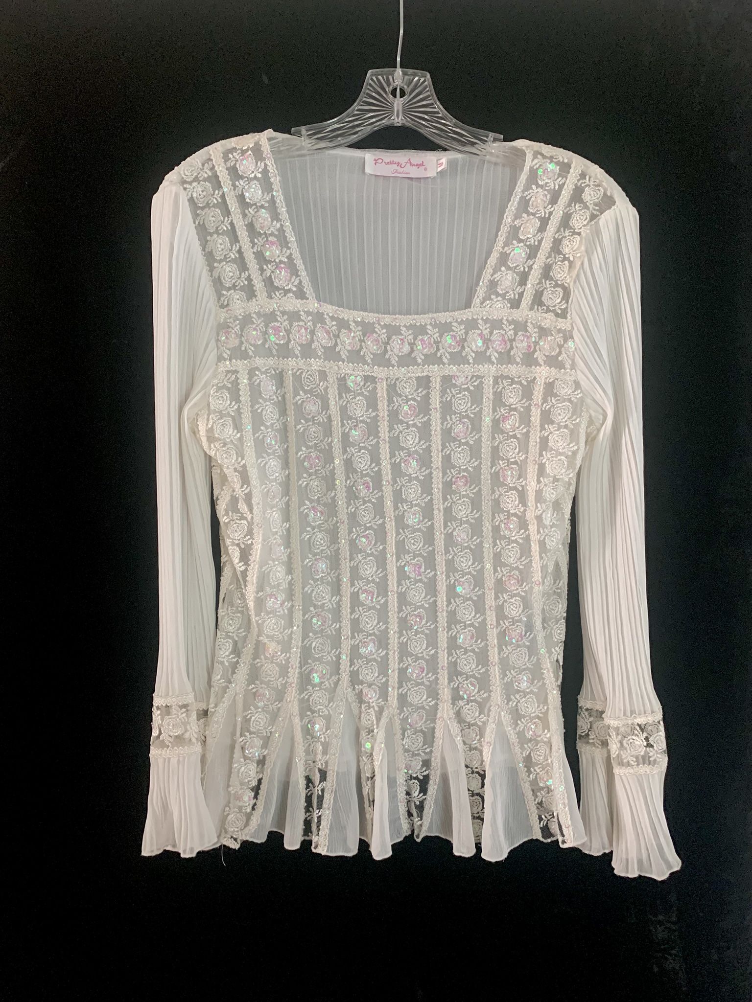 Top/Blouse With Sequins And Lace Size Medium 