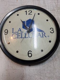 Vintage L.A. Cellular wall clock classic black plastic frame