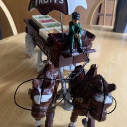 Collectible, Cast Iron Horse, Drawn Fruits, And Vegetables Wagon