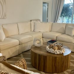 White 2 Piece Sectional With Removable Slipcovers