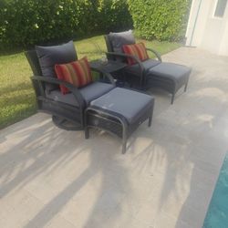 To Aluminum Wicker Chairs And Table