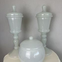 Super Rare Vintage Oversized Opaline Glass Set of 3 