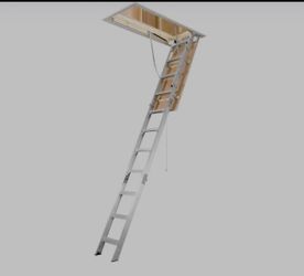 Werner Aluminum Folding Attic Ladder 8-ft to 10-ft (Rough Opening: 22.5-in x 54-in) with 375-Ib Capacity
