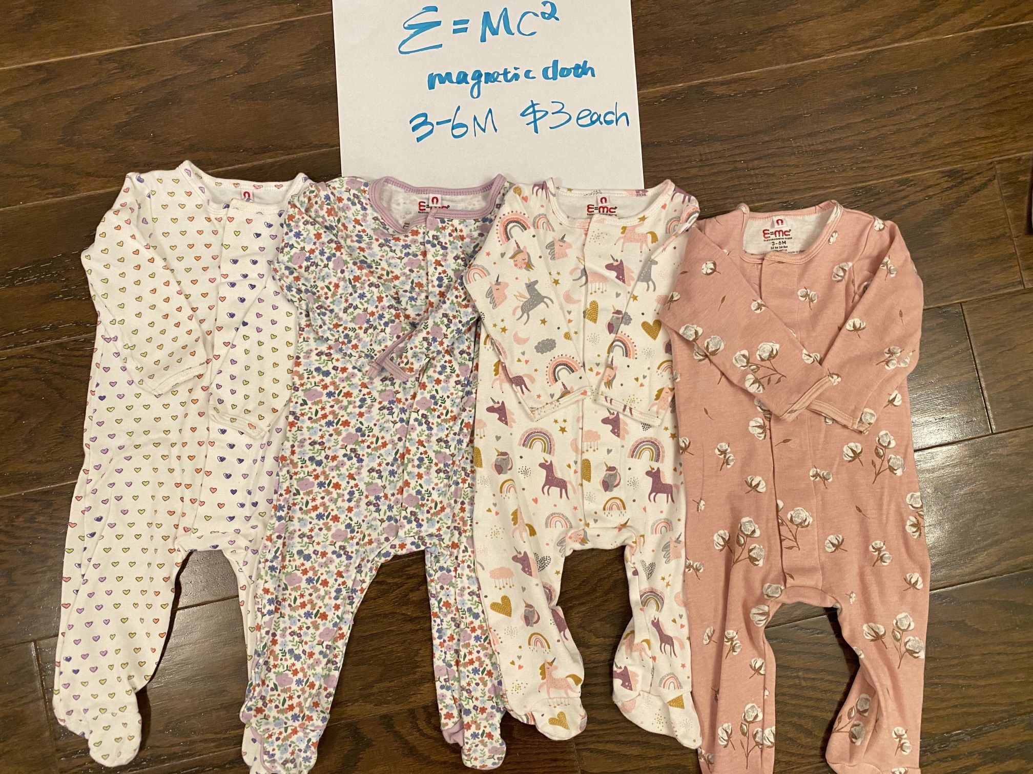 E=MC2  Baby Magnetic Cloth (0-3-6M) $3 Each 