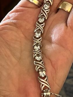 Vintage Sterling Silver and Diamonique Bracelet