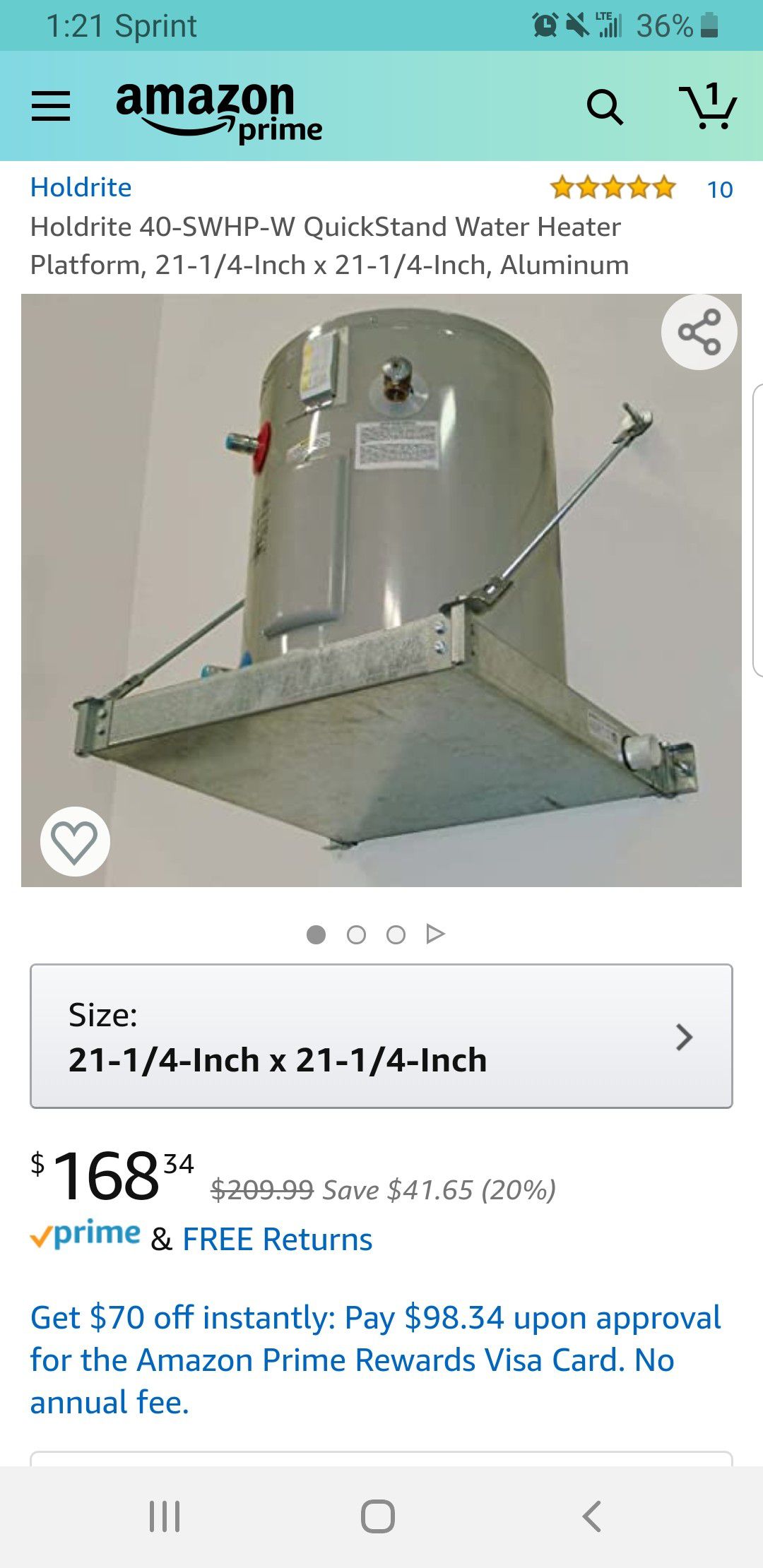 Holdrite 40 SWHP W QuickStand Water Heater Platform 21 1/4 inch x 21 1/4 inch Aluminium