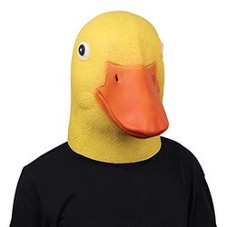 Duck Head Mask for Adult Halloween Deluxe Latex Animal Mask Novelty Duck Bill Costume. (Yellow)