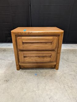 Oak Finish Dixie Two-Drawer Nightstand Bedside Table