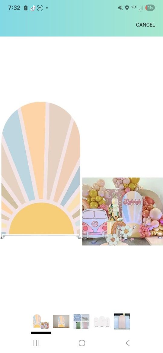 KONPON Sun Pattern Arch Covers, Stretch Groovy Party Backdrop Rainbow Arch Stand Covers for Birthday Baby Shower Wedding Decoration Supplies