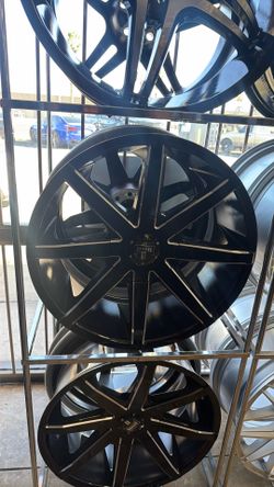 20” DUB WHEELS  BLACK AND MILLED