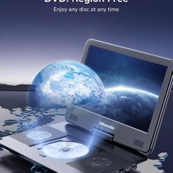 15.6“ Portable Blu Ray Player with 13.3” HD Screen, 5-Hour Battery, Support HDMI Input/Output, Sync Screen/TV, Dolby Audio, USB/TF Card, AV in/Out, MP