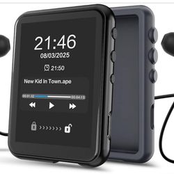 48GB MP3 Player with Bluetooth 5.3, 2.4 inch Full Touchscreen Music MP3 for Kids, FM Radio, Voice Recorder, HiFi Sound, E-Book, Earphones Included