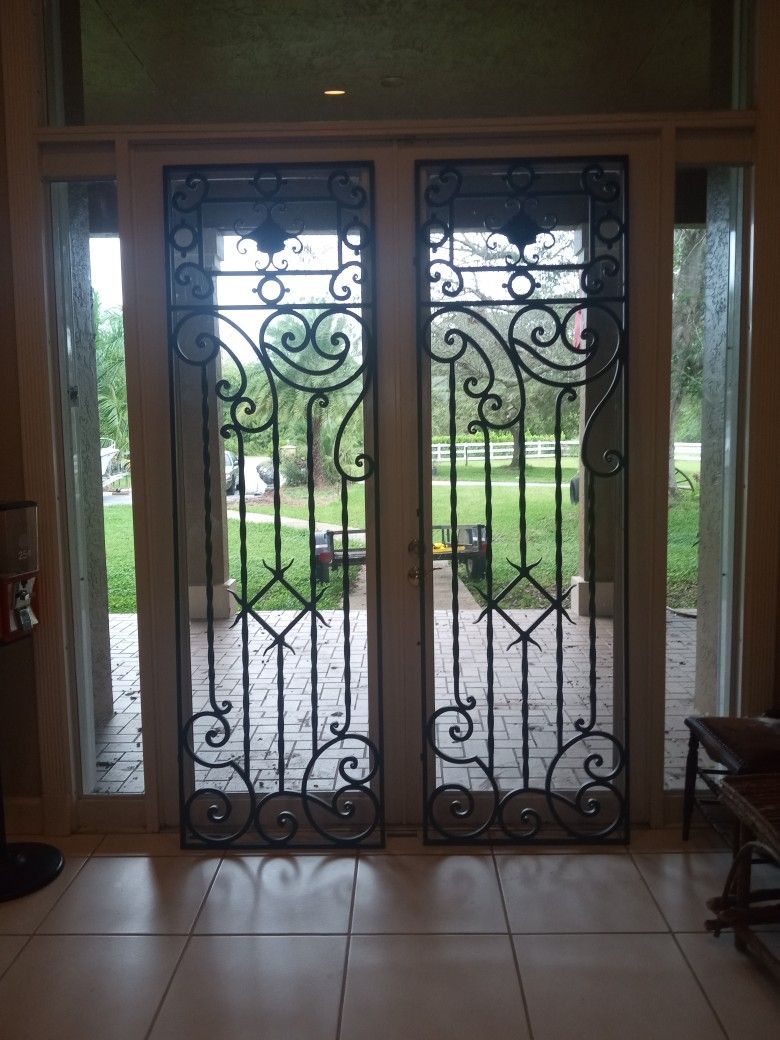 ARCHITECTURAL WROUGHT IRON FRONT DOOR GATES 92X29in
