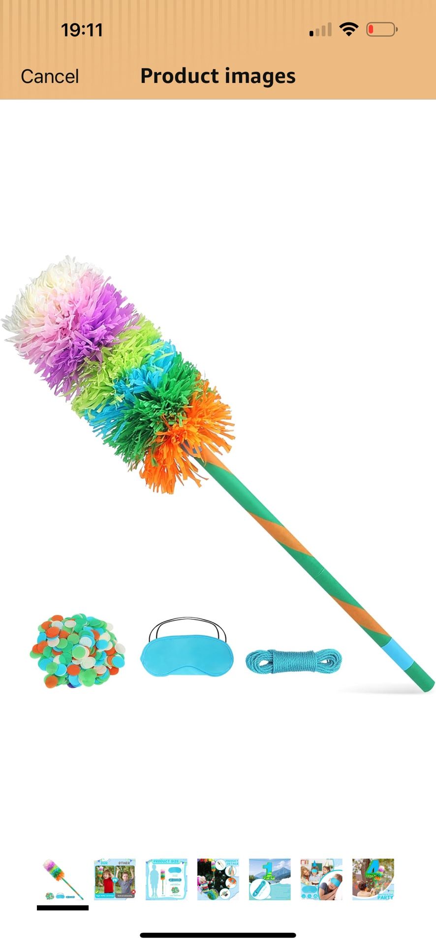 Brand New 34" Piñata Stick Accessories Set, Pinata Bat, Blindfold Eye Mask, Hemp Rope, Confetti (Blue)