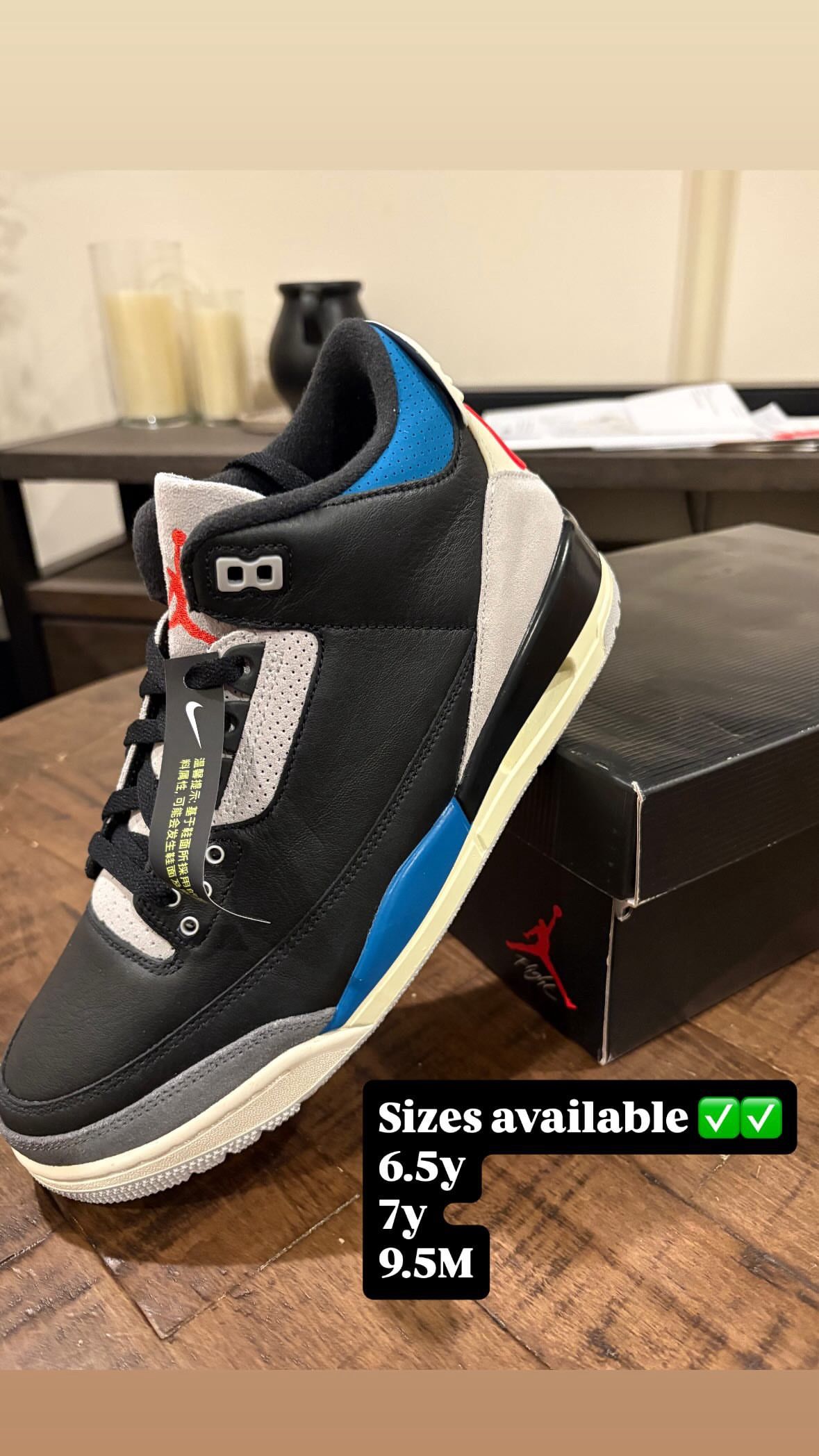 Air Jordan 3 Rare Air Sizes 6.5y 7y 9.5M