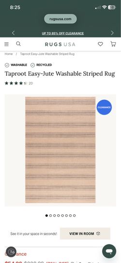 Rugs USA Taproot Easy-Jute Washable Striped Rug