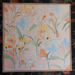 Flower abstract canvas wood framed