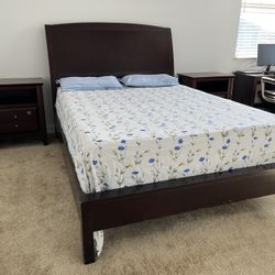 Queen Bed With Night Stand Along with Box And Mattress