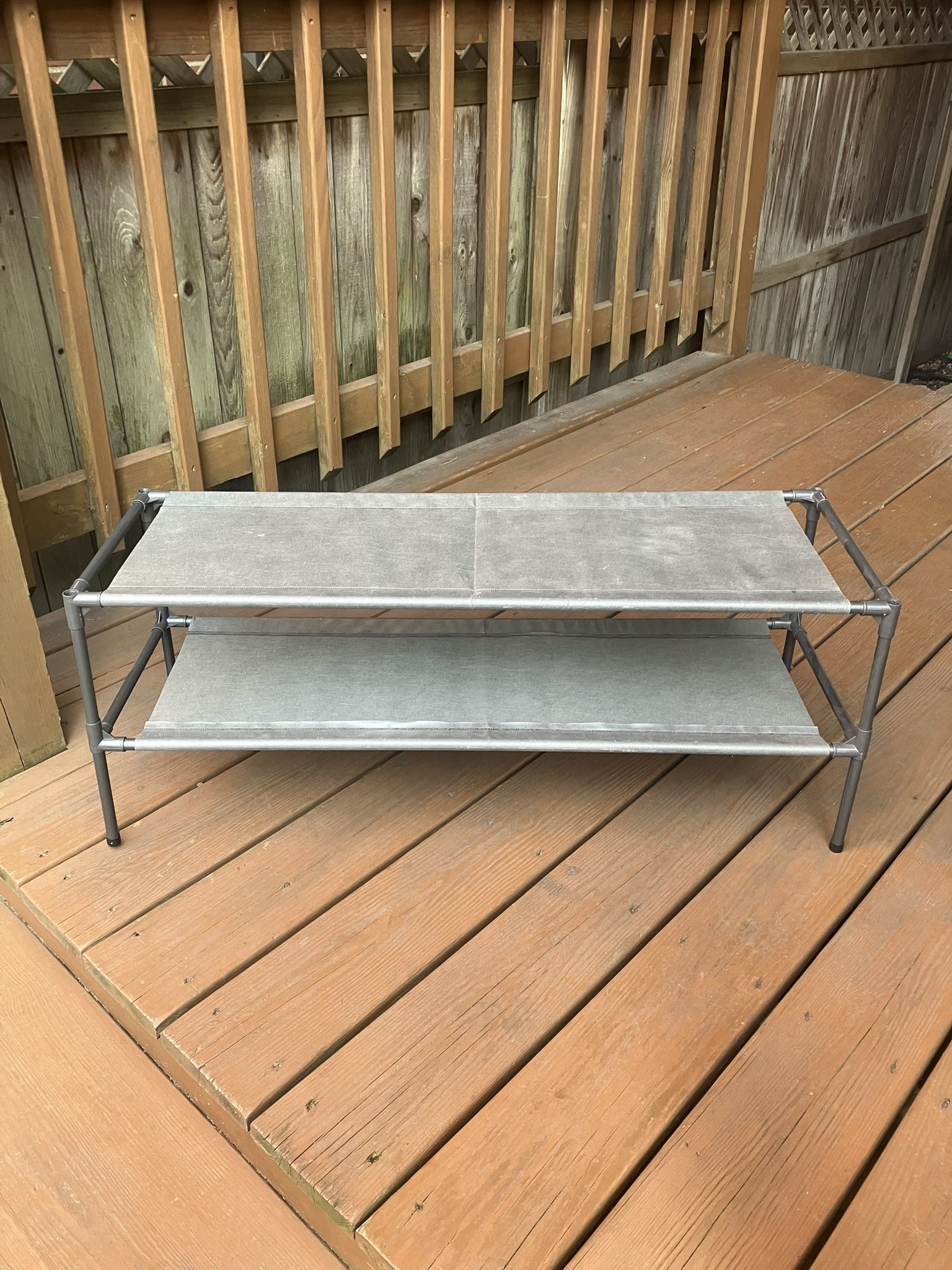 2 Tier Non Woven Fabric Shoe Shelf - 35” x 12” x 14”