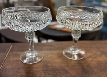 Vintage Indiana Glass Compote Bowl/Dish with Diamond Point Pattern