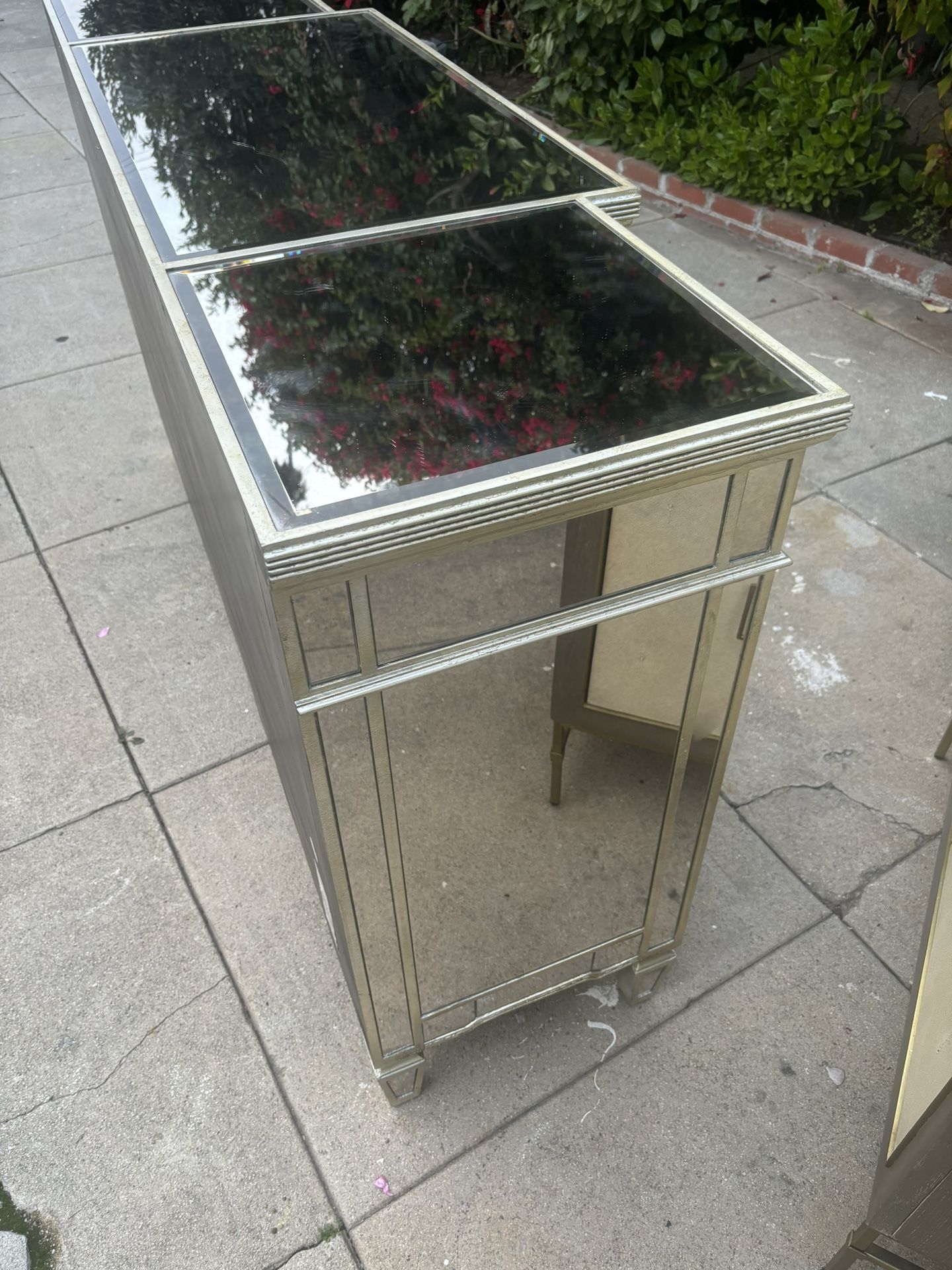 antique cabinet with glass mirrors